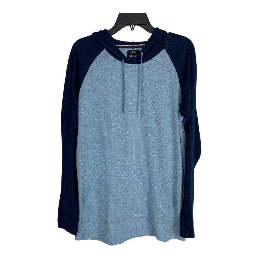 Navy Yard Mens Shirt Size Large L Blue Hooded Long Sleeve Ties